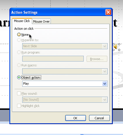 Changing the sound's mouse-click and mouse-over actions